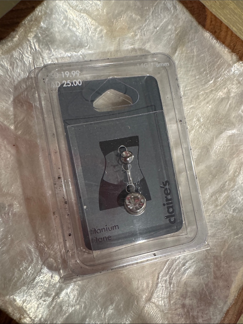 Claire's Silver Belly Ring with Clear Stones